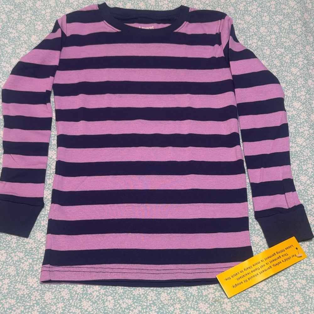 Striped Purple and Navy All Cotton Pajama Set